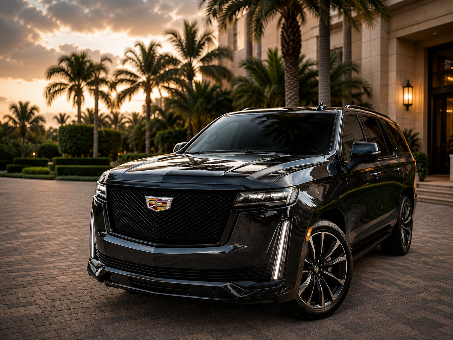 Black Cadillac Escalade providing luxury transportation service in South Florida
